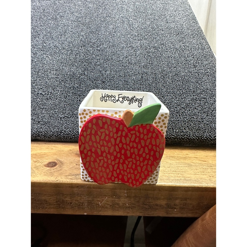Happy Everything Laura Johnson Mini Square Nesting Cube Gold Polka Dot Red Apple
